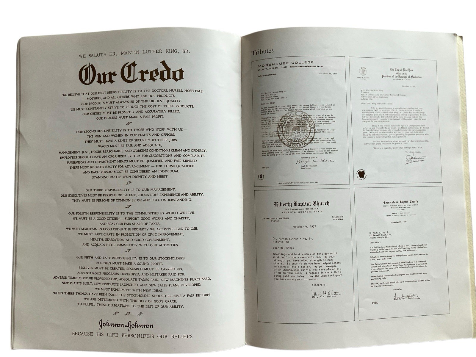 Vtg Martin Luther King Jr Center For Social Change First Annual Dinner Program