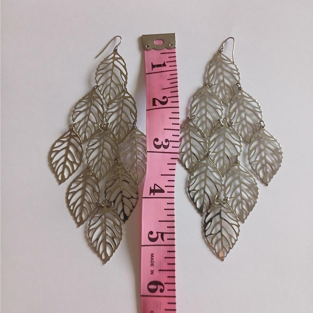 Dangly silver boho leaf earrings