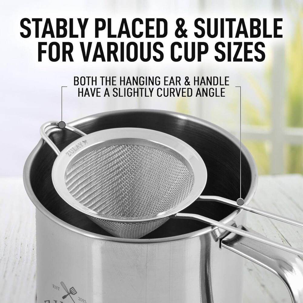 Zulay Kitchen 304 Stainless Steel Fine Mesh Strainer For Kitchen