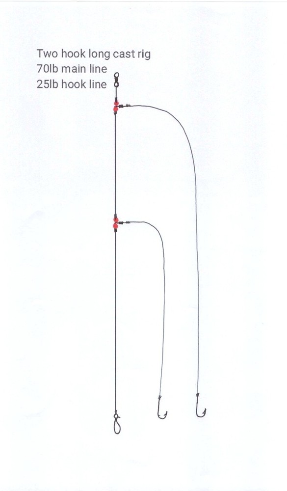 4 X No 2/0 circle two hook long cast rig's