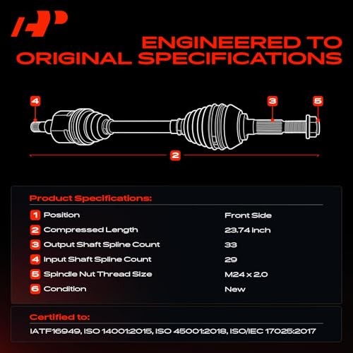 CV Axle Shaft Assembly Compatible with Dodge Front Driver or Passenger Side