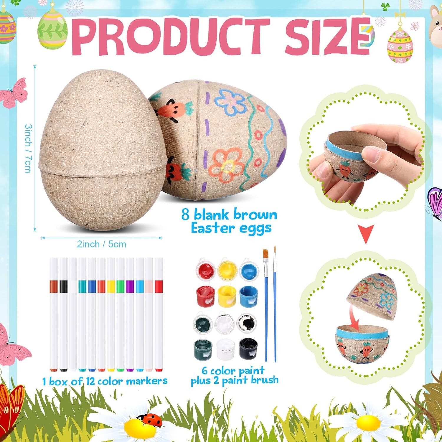 Halloscume 12 Set Paper Mache Easter Eggs Painting Kit 3 Inch Paint Your Own Egg