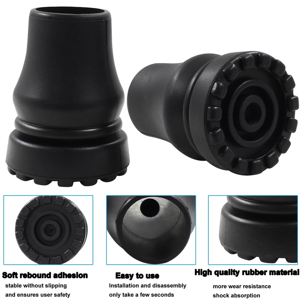 Rubber Cane Tips Heavy Duty Walking Stick Replacement 2 Pack