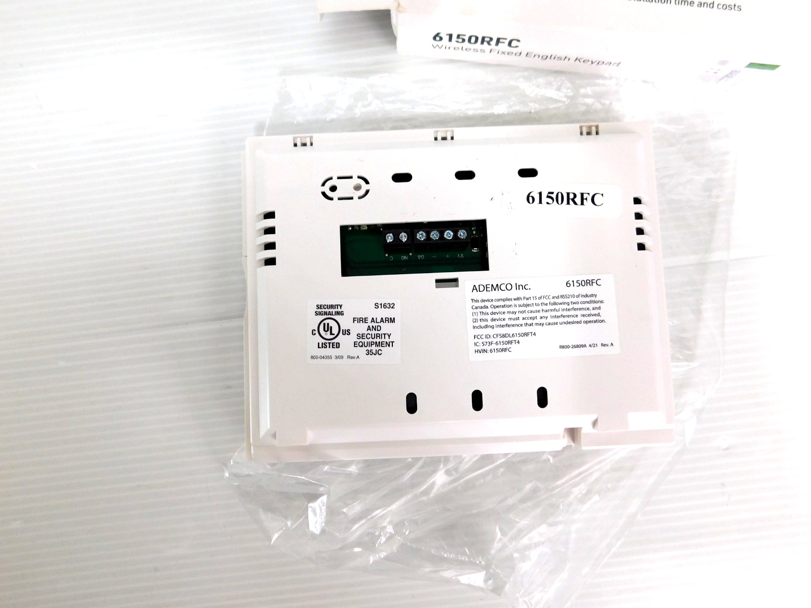 RESIDEO 6150RFC Wireless Fixed English Keypad With Instructions