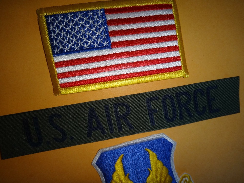 USA Flag Patch + US AIR FORCE Pocket Tape + AF LOGISTICS COMMAND Patch
