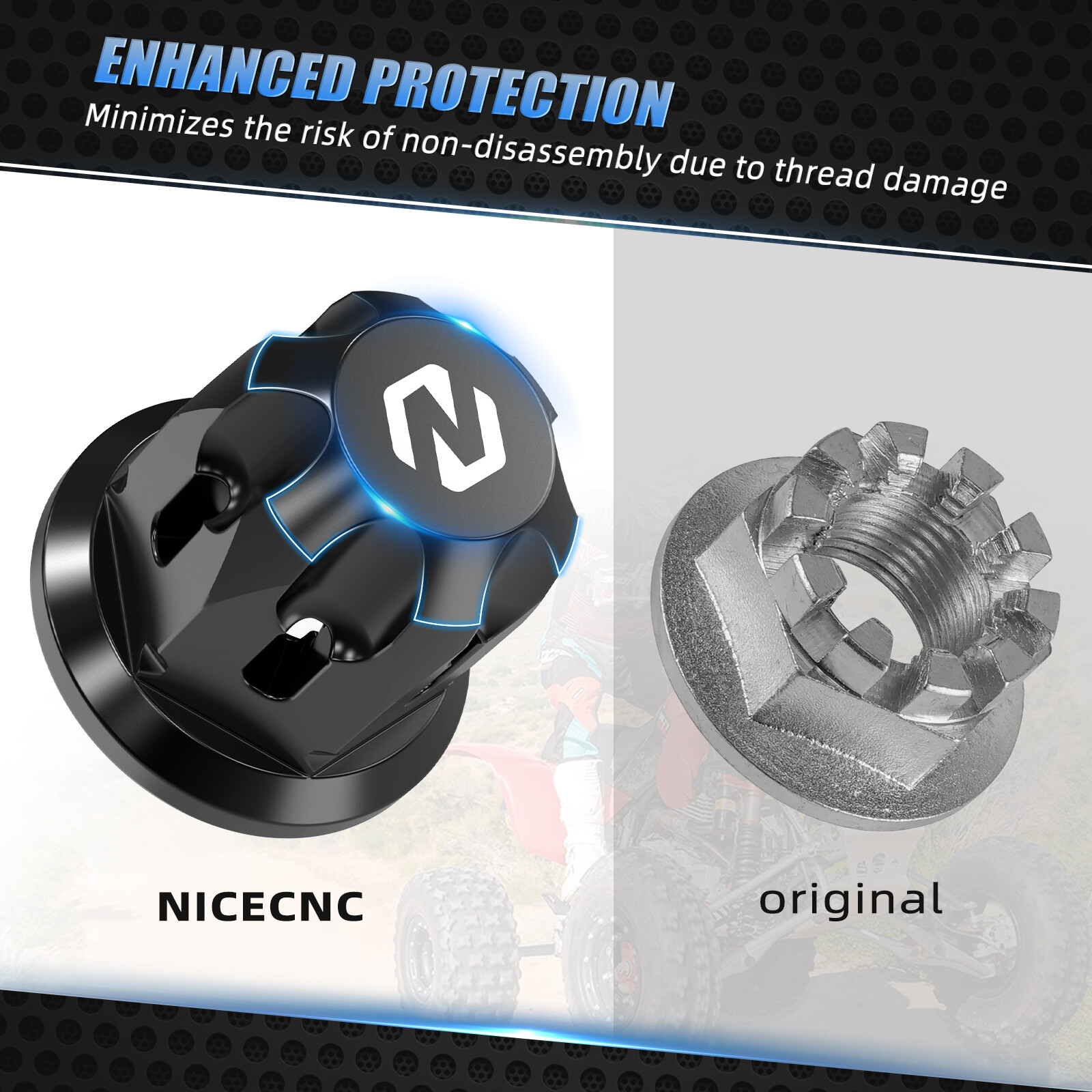 NICECNC Front + Rear Wheel Axle Nuts For Honda TRX400X 09-14 TRX250X 2009-2023