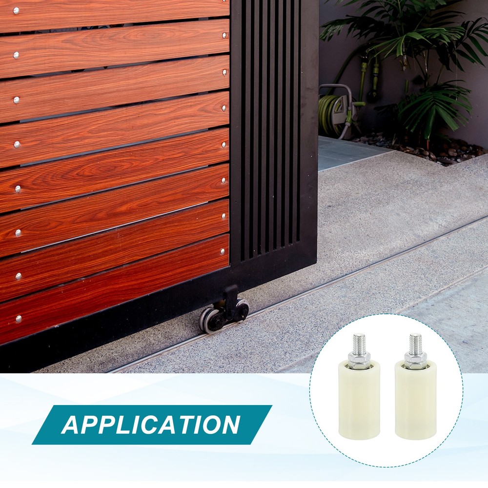 2Set Slide Gate Guide Roller 2.8" Adjustable Nylon Rollers, White