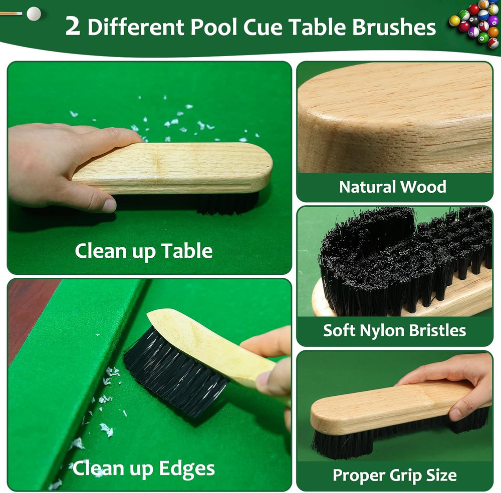 Pool Table Brush Set 14 Pcs Billiard Table Felt Cue Cleaning Accessories 2 Cloth