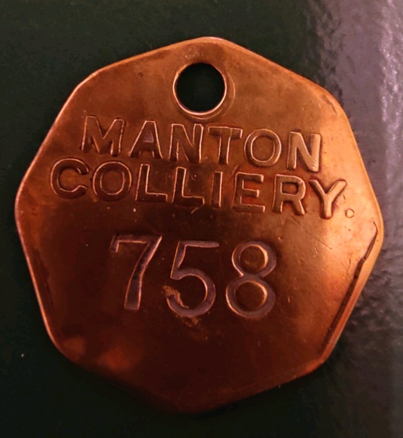 Manton Colliery Pit Check Tally marked Manton Colliery 758
