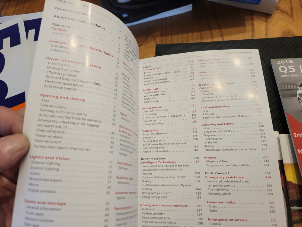2016 AUDI Q5/SQ5 OWNERS MANUAL & CASE (QUICK REF, MMI, MAINT)