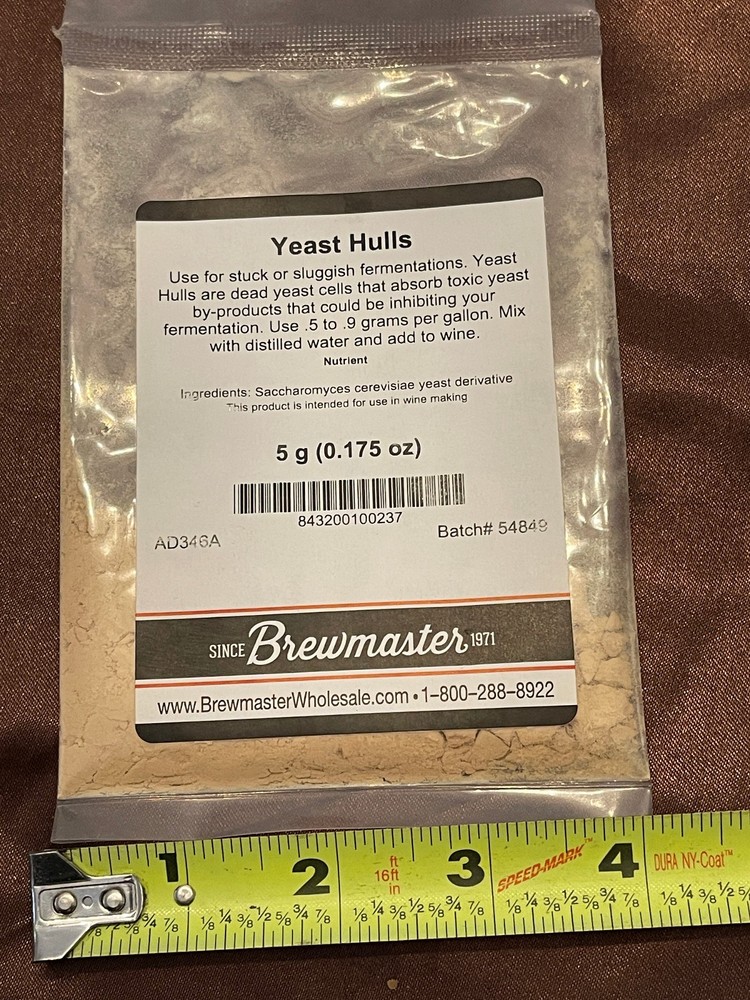 Yeast Hulls Nutrient 5 gram by Brewmaster Beer or Wine