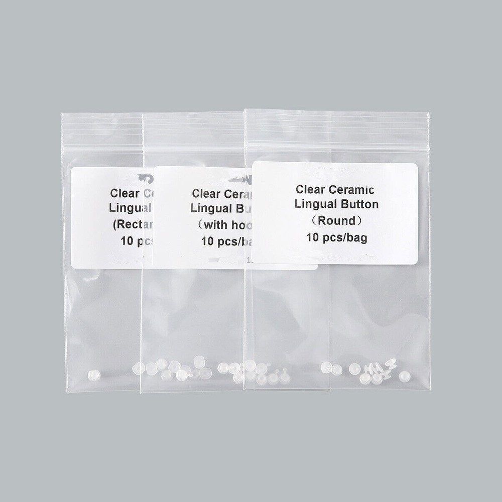 50 Pcs Dental Bondable Composite Ceramic Lingual Button Rectangular Transparent