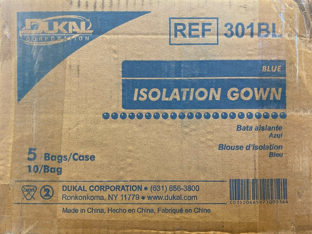 Disposable Isolation Gown Spunbonded Polypropylene Size Unisize Blue 50/Ca