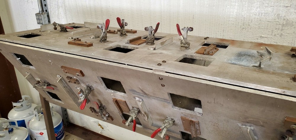 WELDING CLAMP TABLE, CUSTOM, 3 SIDED ROTARY, on casters