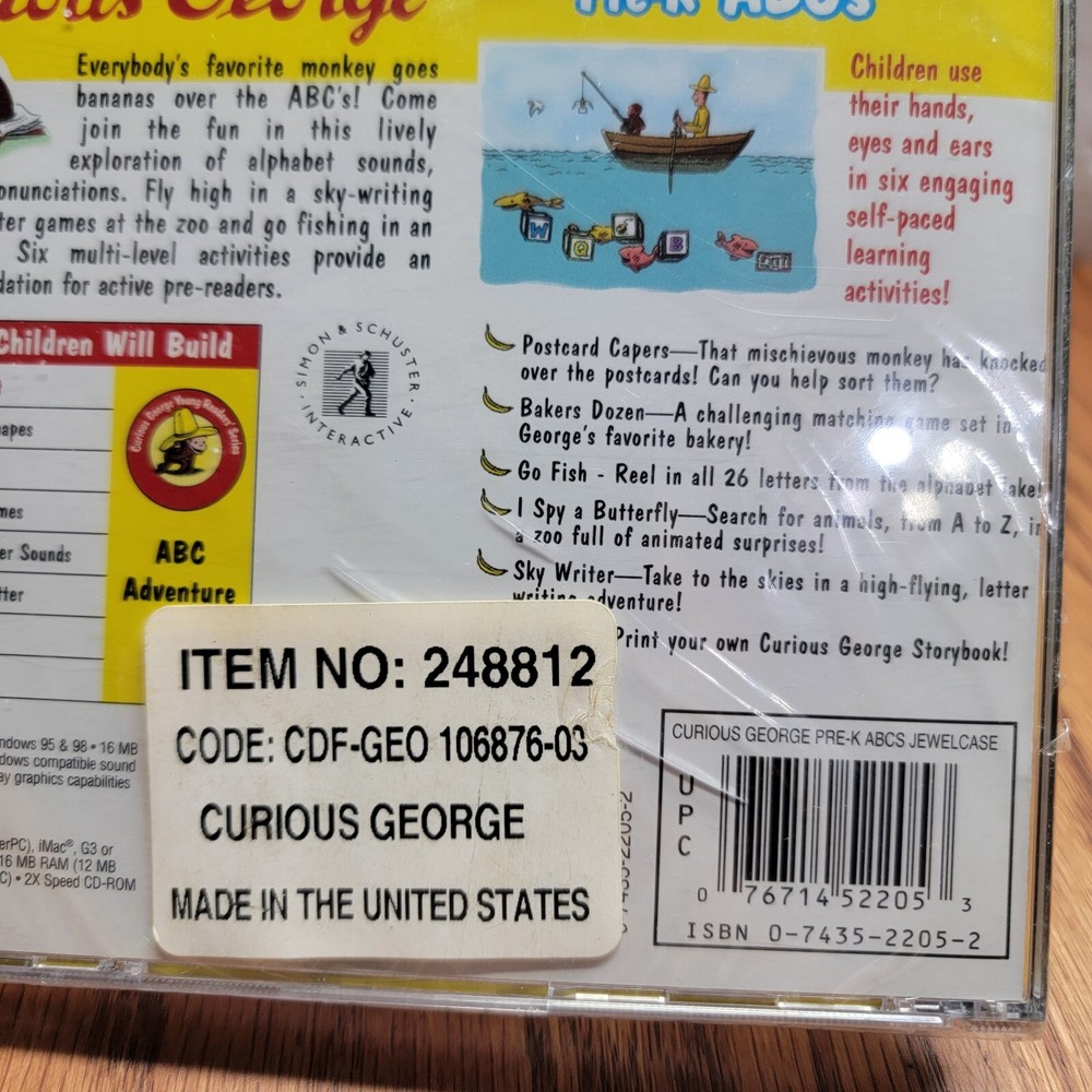 Curious George Pre-K ABC's (CD-Rom 2000) Simon& Schuster (Windows and Mac)