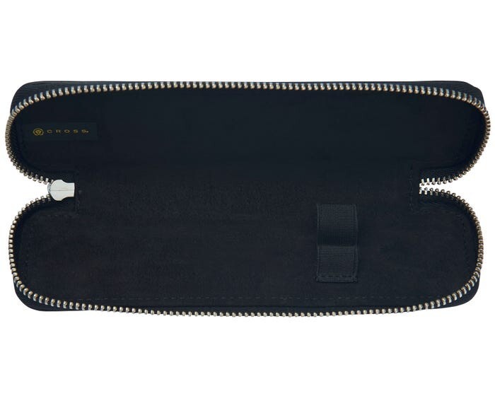 CROSS BLACK LEATHER DOUBLE PEN CASE - PEERLESS AND ALL SIZE PENS $80 IN GIFT BOX