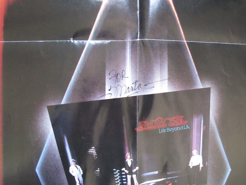 AMBROSIA Live Beyond L.A. 1978 PROMO Poster SIGNED David PACK Joe PUERTA Beatles