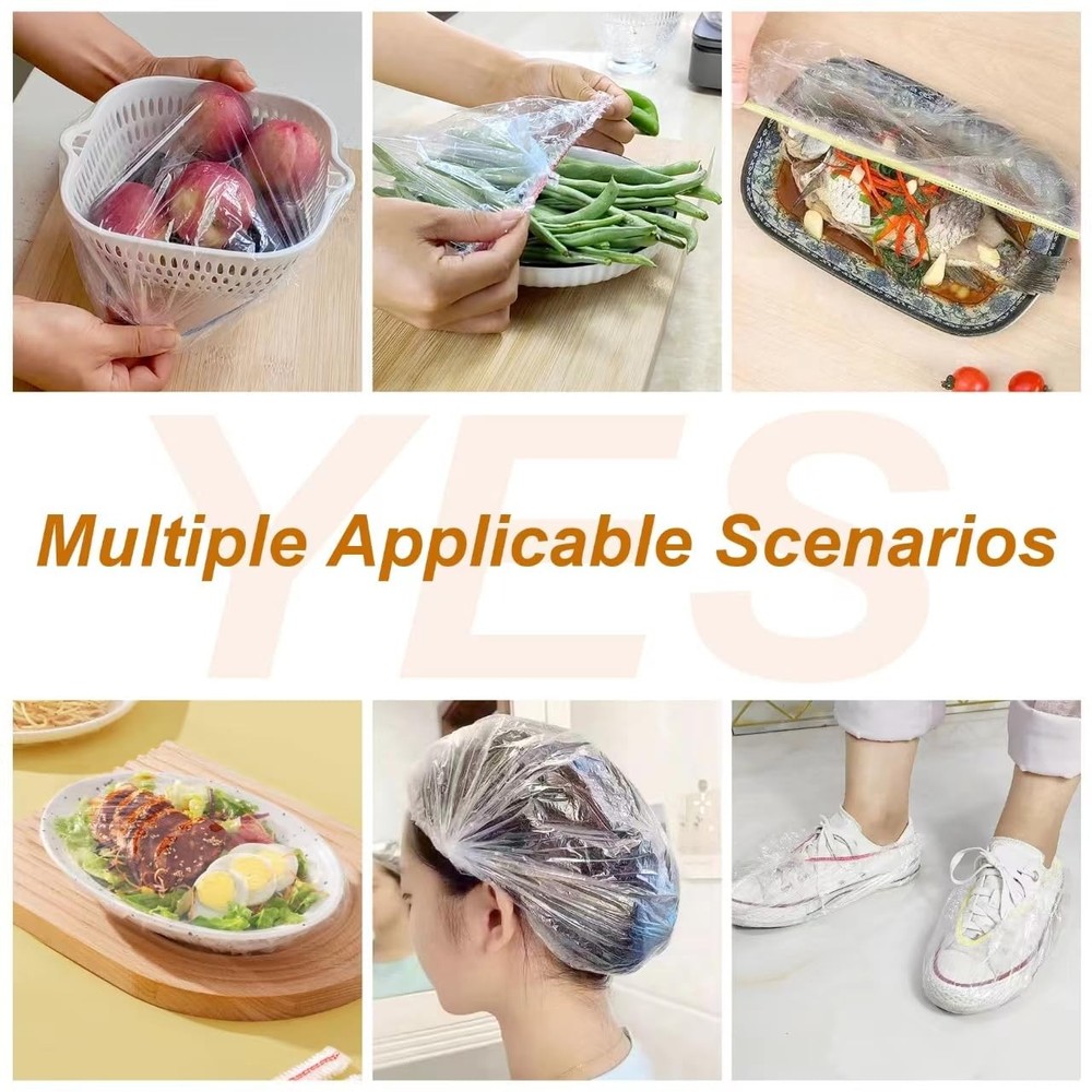 Plastic Bowl Covers Elastic Reusable Fresh Keeping Standard, Transparent