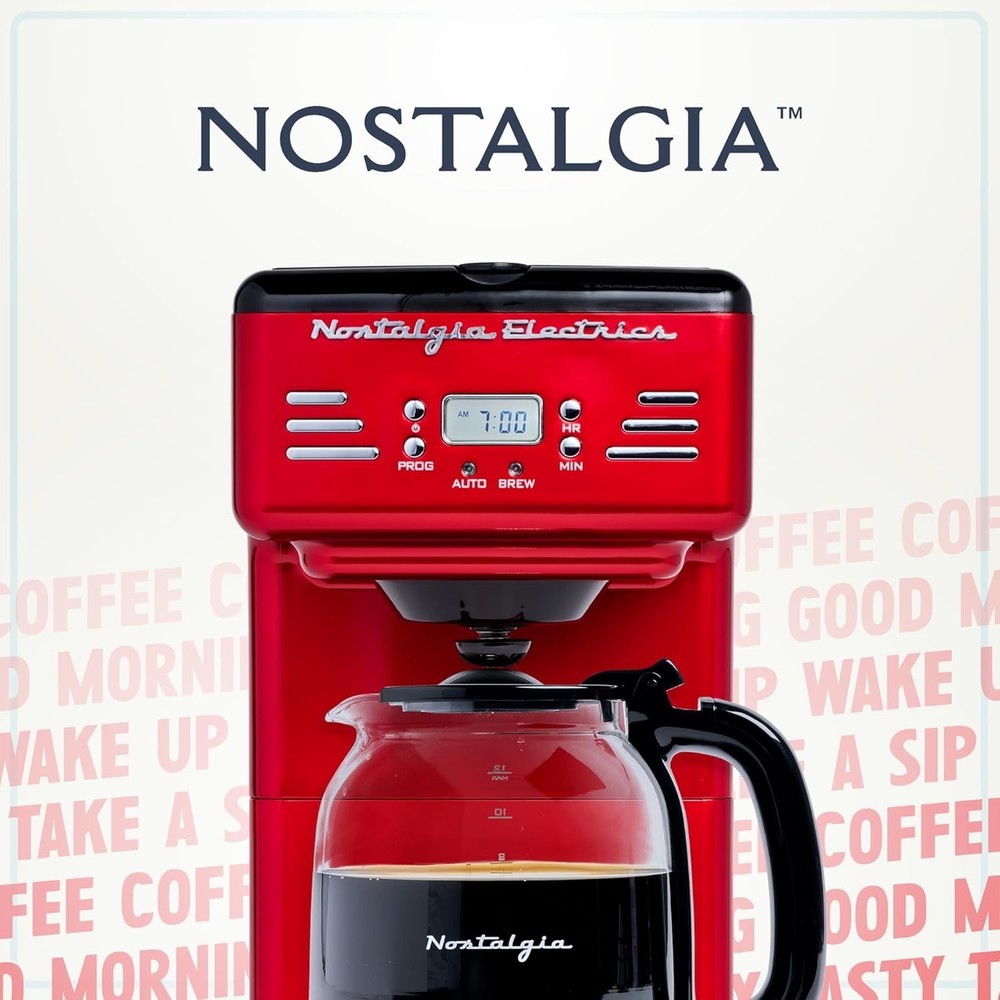 Nostalgia Retro 12-Cup Programmable Coffee Maker (Red) Brand New