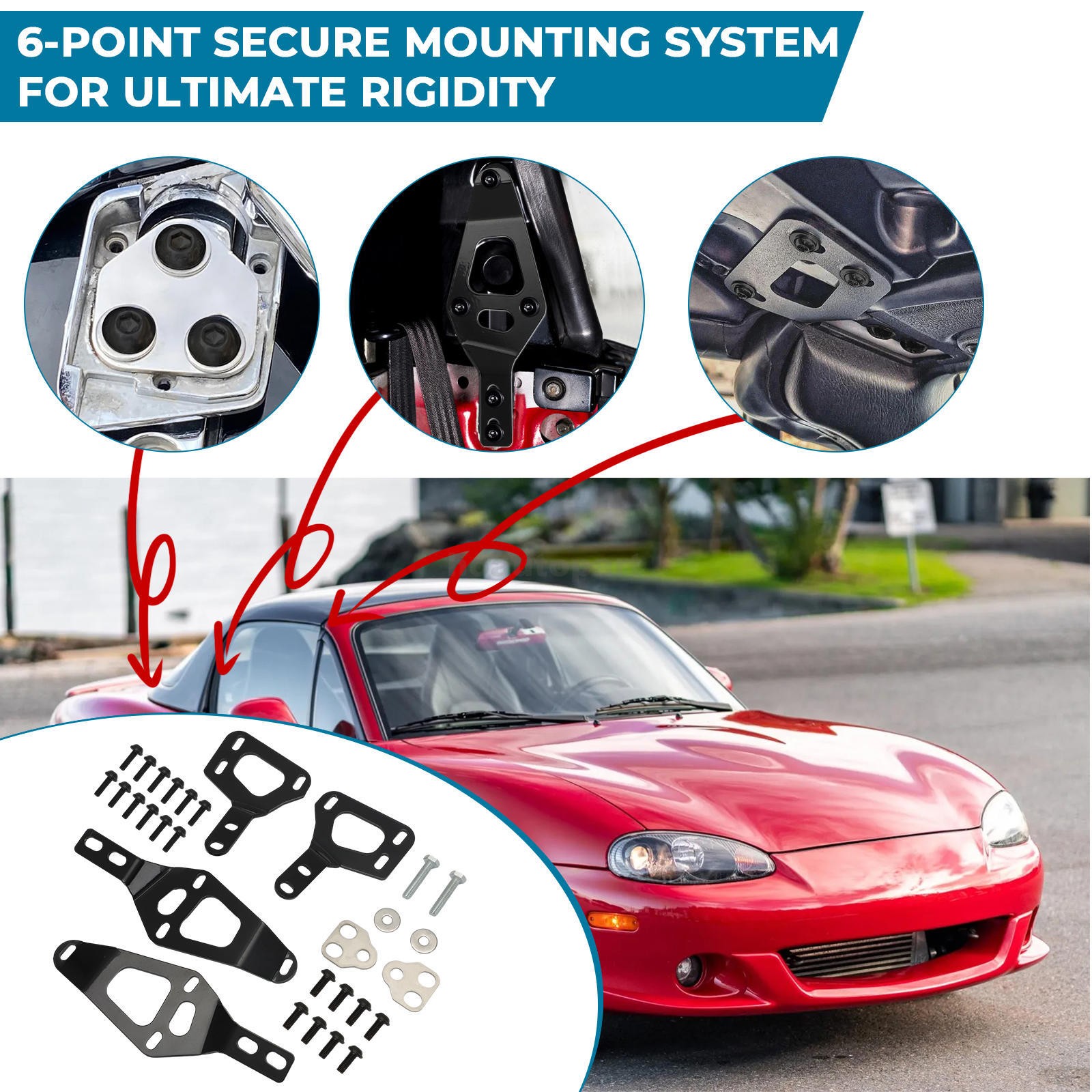 For Mazda MX5 Miata NA NB Full Hardtop Mount Brackets & Hardware Set 1990-2005