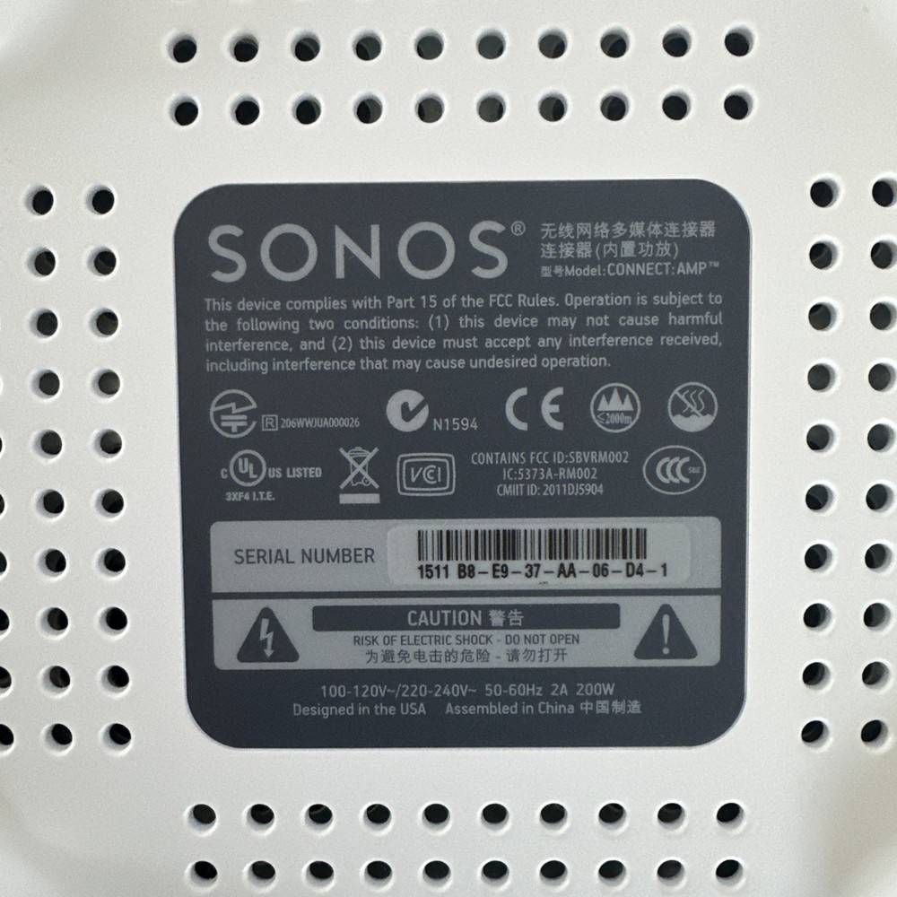 Sonos Connect:Amp - 2nd Gen 2 (Modern Unit S2 App) Wireless