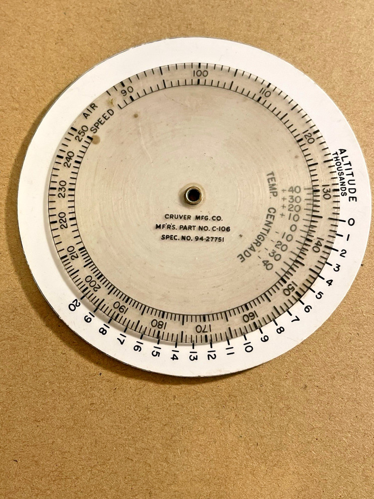 Army Air Corps Type D-3 Time Distance Computer Cruver Mfg Co