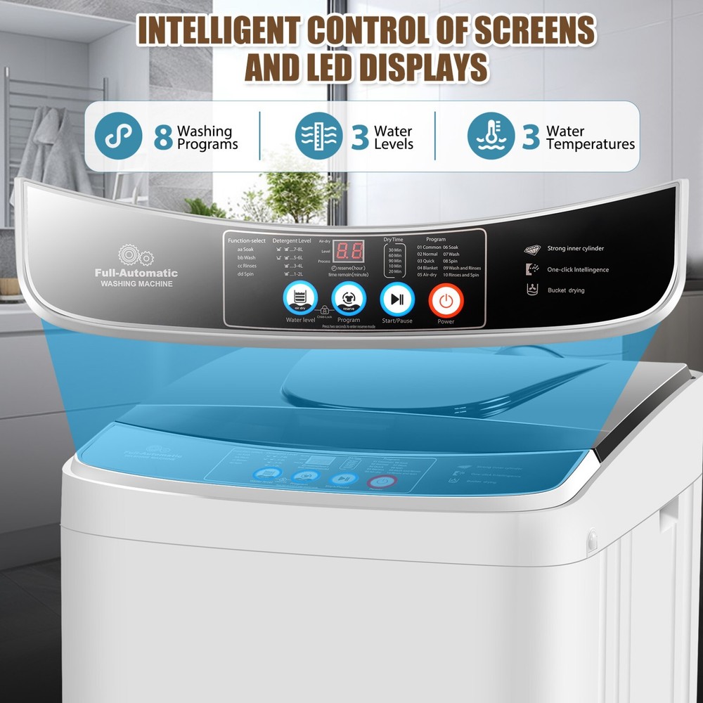20lbs Portable Washing Machine - Full-Automatic Washing Machine with 10 Program