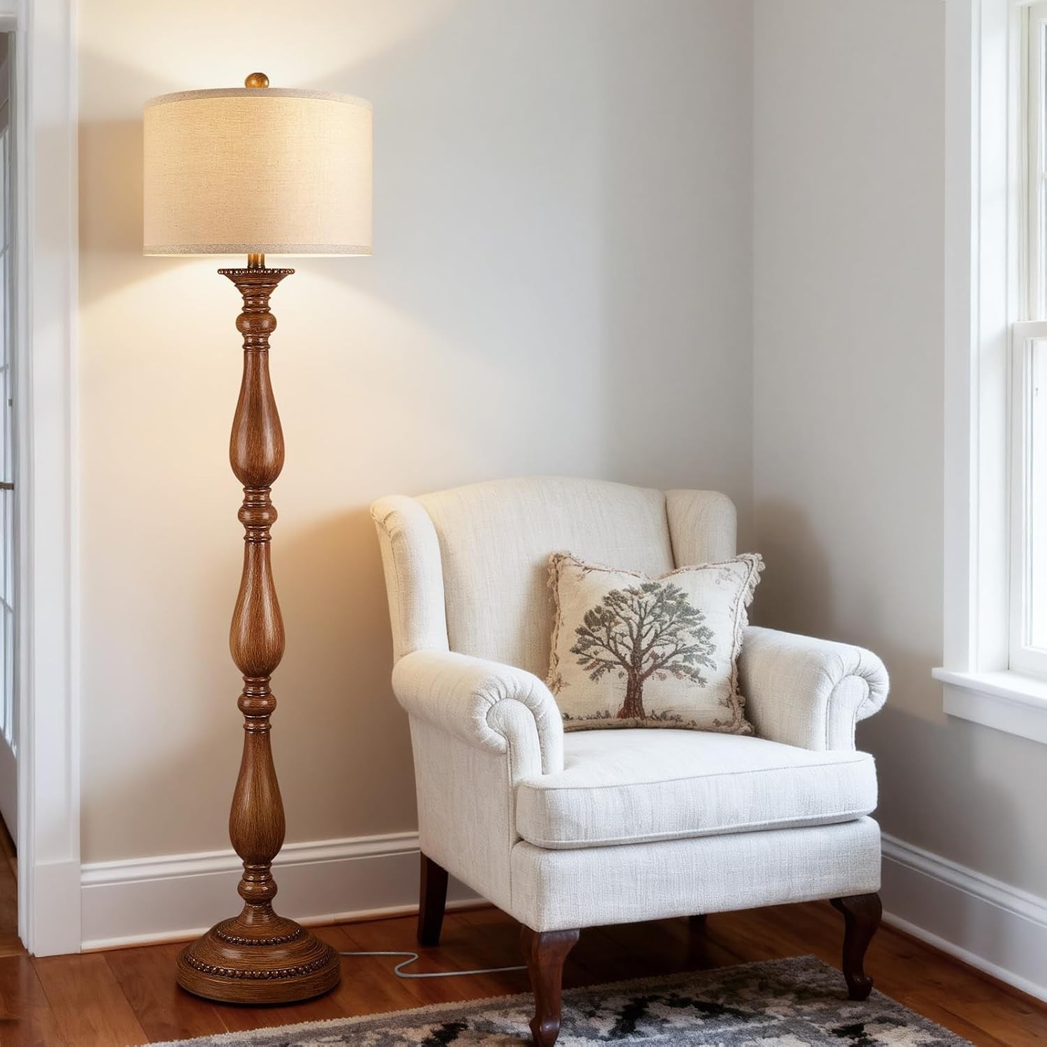 Rustic Vintage Floor Lamp for Living Room - Adjustable Standing Light