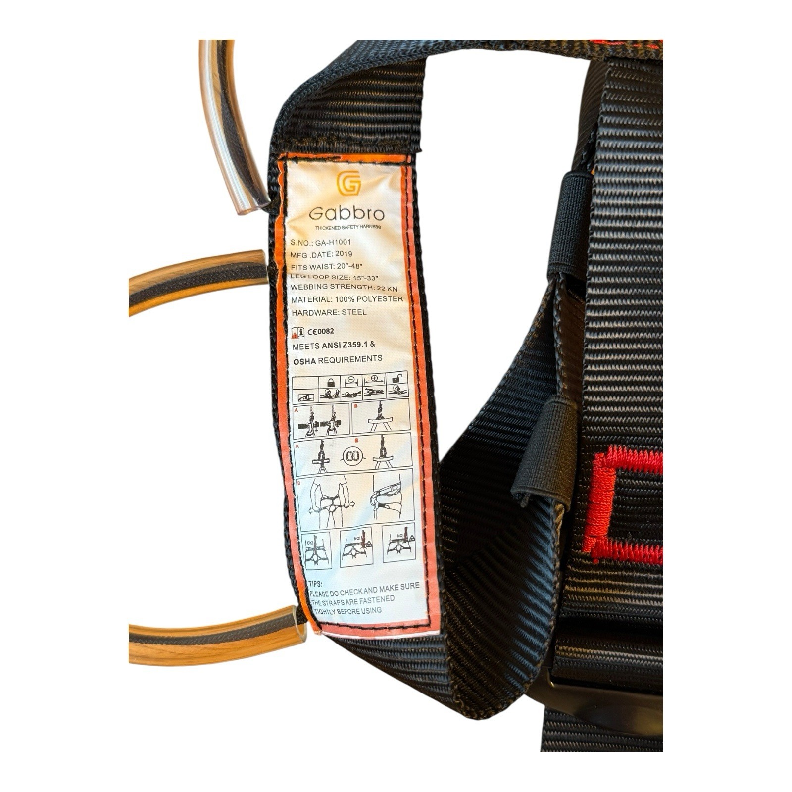 Thickened Safety Harness Climbing Harness 22 KN 20”-48” Waist Meets ANSI/OSHA