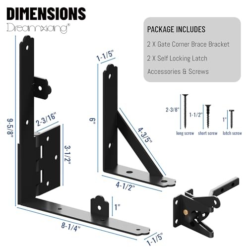 Gate Corner Brace Bracket Anti Sag Gate Frame Kit with Self-Locking Gate 2