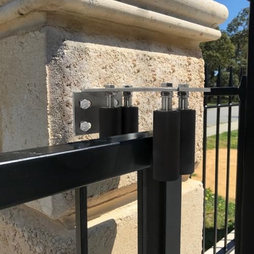Slide Gate Guide Rollers，4”Universal L Bracket Adjustable 4 Nylon Rollers Gate