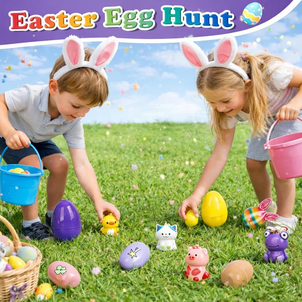24PCS Prefilled Easter Eggs with Toys Inside - Gumball Machine Style Easter E...