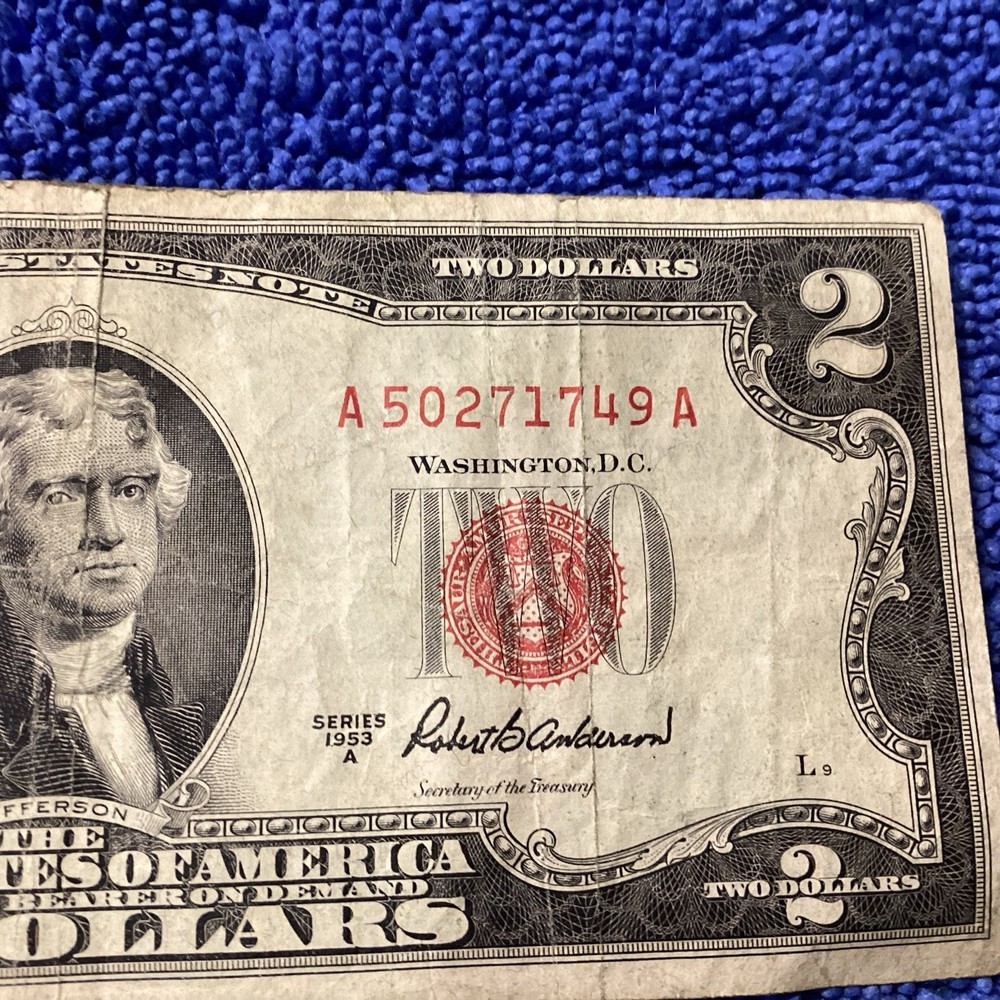 1953 2 dollar bill red seal