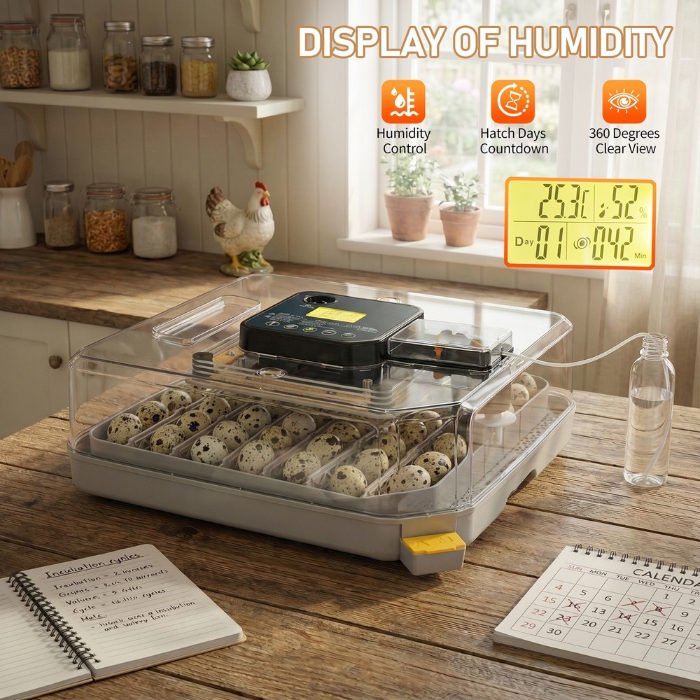 Digital Incubator for Hatching 48 Eggs, Egg Incubator with Automatic Egg Turning