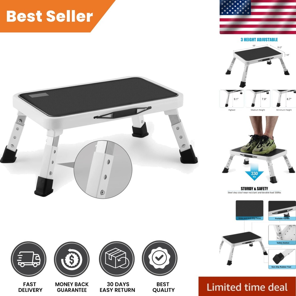 Versatile Folding Step Stool - Height-Adjustable Ladder, 330 lbs Capacity
