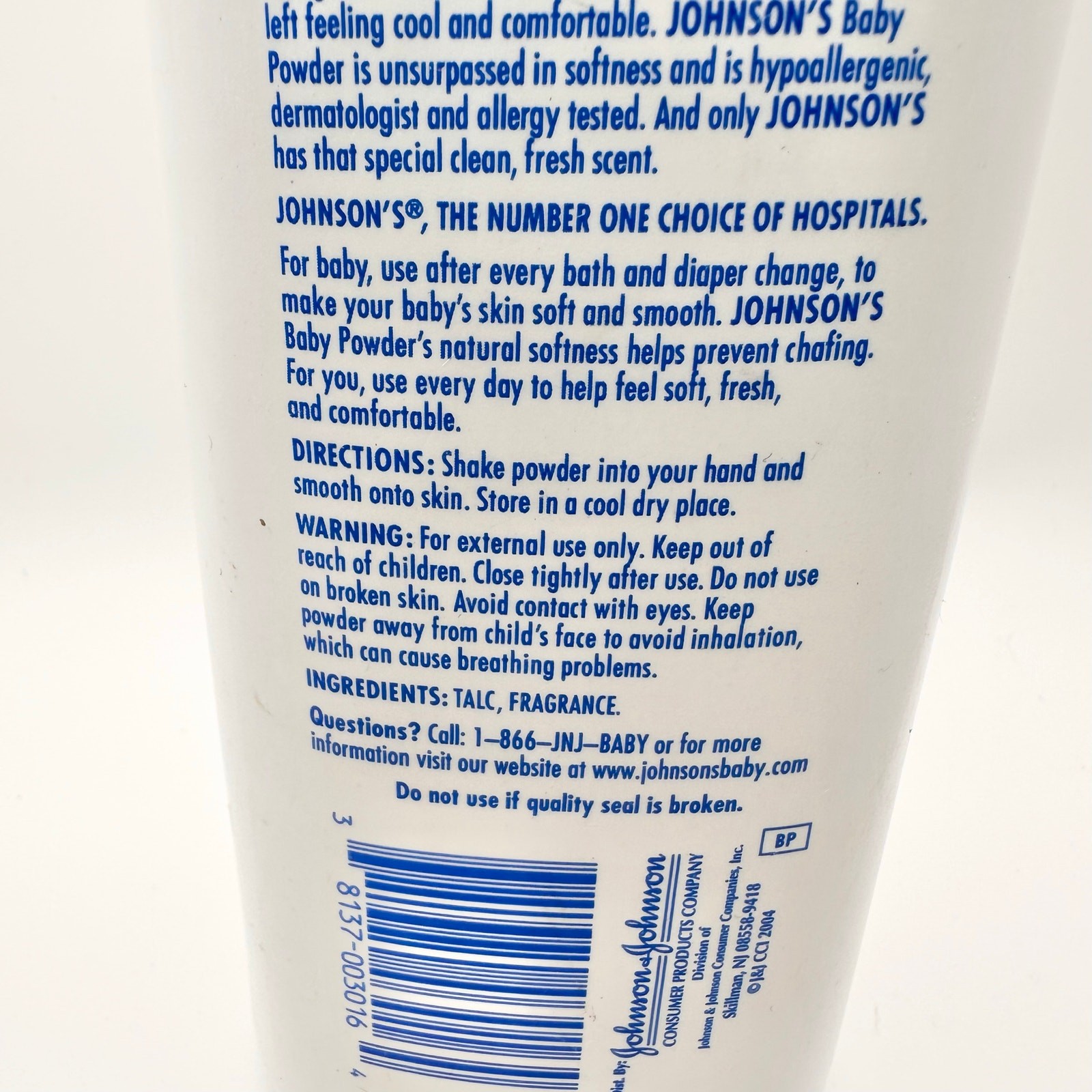 Vintage Johnson’s Baby Powder TALC Mildness Pink Label 15 Oz 2004 Full No Seal