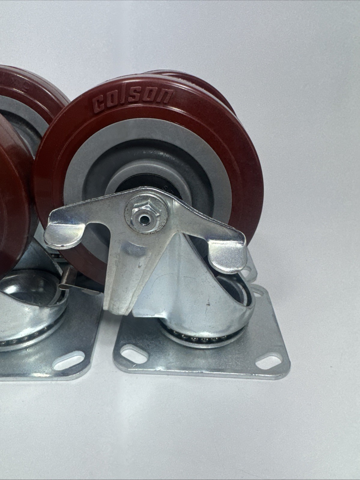 4PK Colson 5" x 1.5" Polyurethane Swivel & Fixed Caster Wheels W/ Brakes