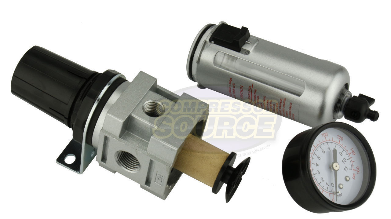 3/8" Air Compressor Regulator & Filter In Line Combo w/ Gauge Compressed Air