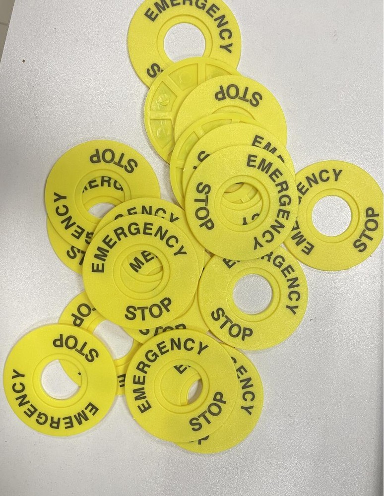 Emergency stop button switch 22mm button label frame warning ring mark STOP 60mm