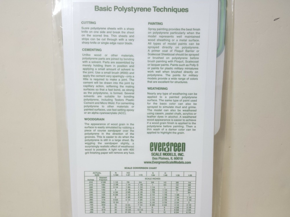Evergreen Scale Models Plastic # 9005 -- Plain Clear Sheet 6" x 12" .005" Thick