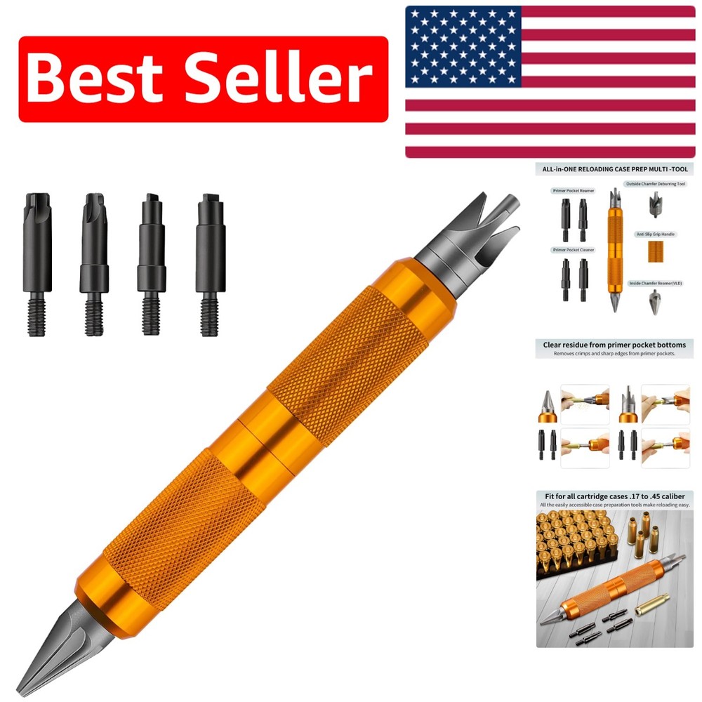 Versatile Case Prep Multi-Tool for .17 to .45 Caliber - 6 Reloading Accessories