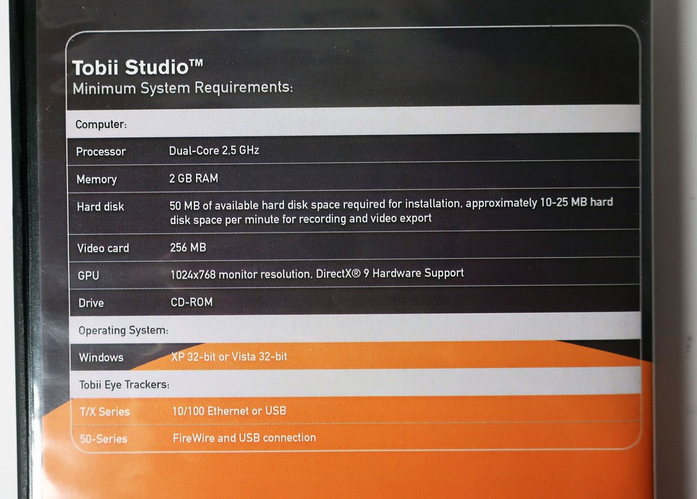 Tobii Technology T60 Eye Tracker + Case Visual Perception Human Factors Studies