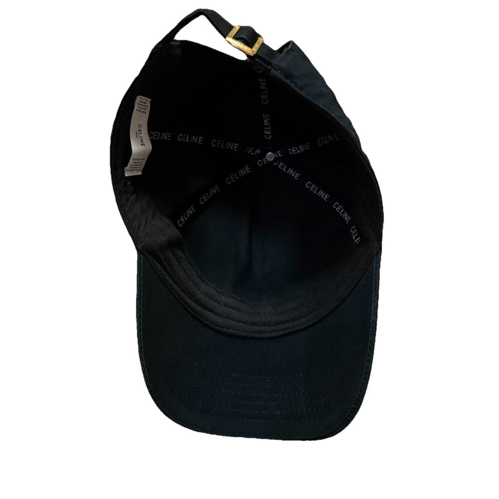 Celine Paris Black White Logo Cotton Drill Baseball Cap Hat Adjustable