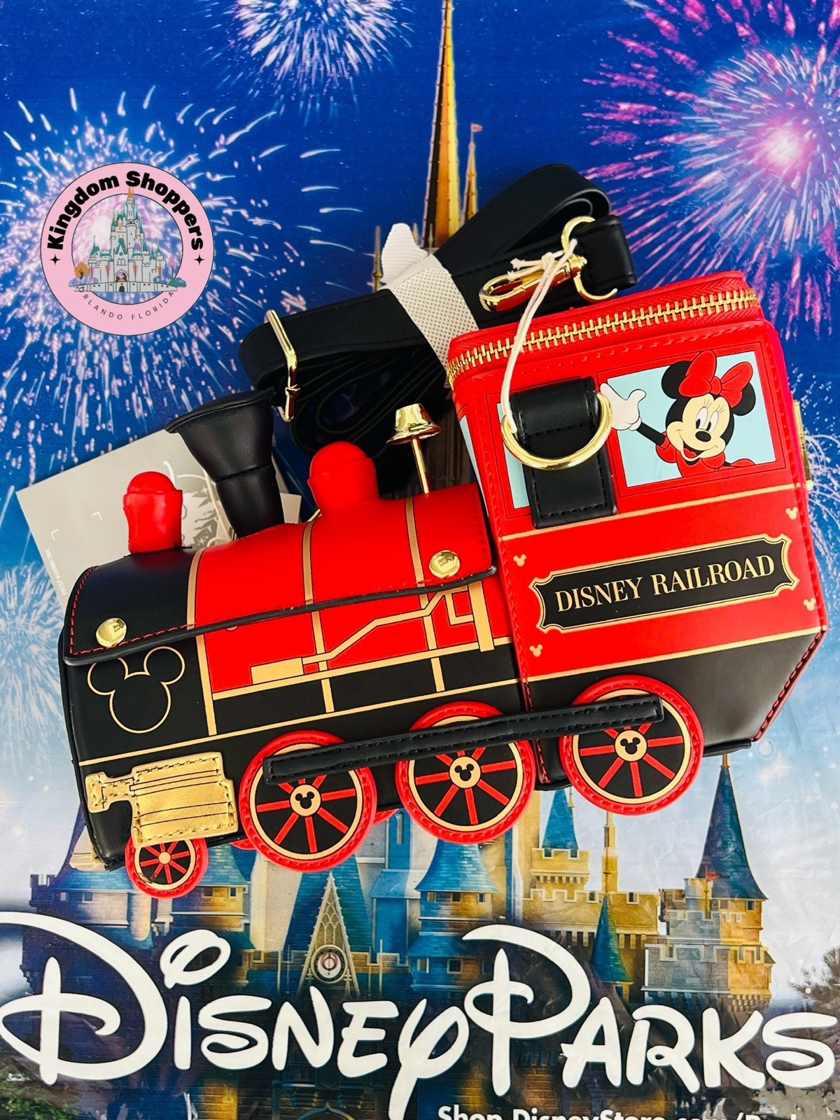 2026 Disney Parks Loungefly Railroad Train Mickey Minnie Mouse Crossbody Bag New