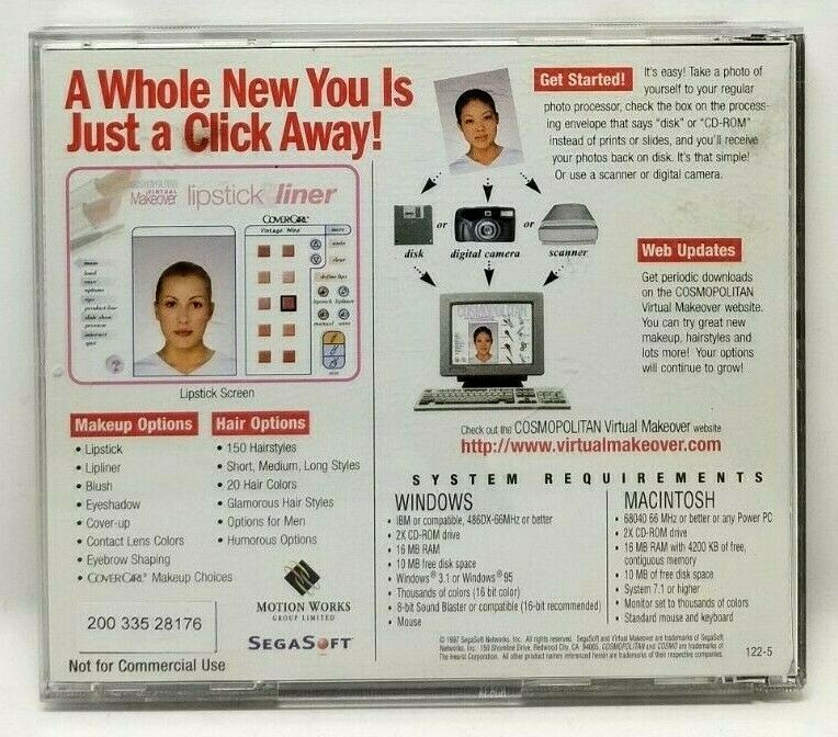 Cosmopolitan Virtual Makeover CD-Rom Hairstyle Makeup Mac PC