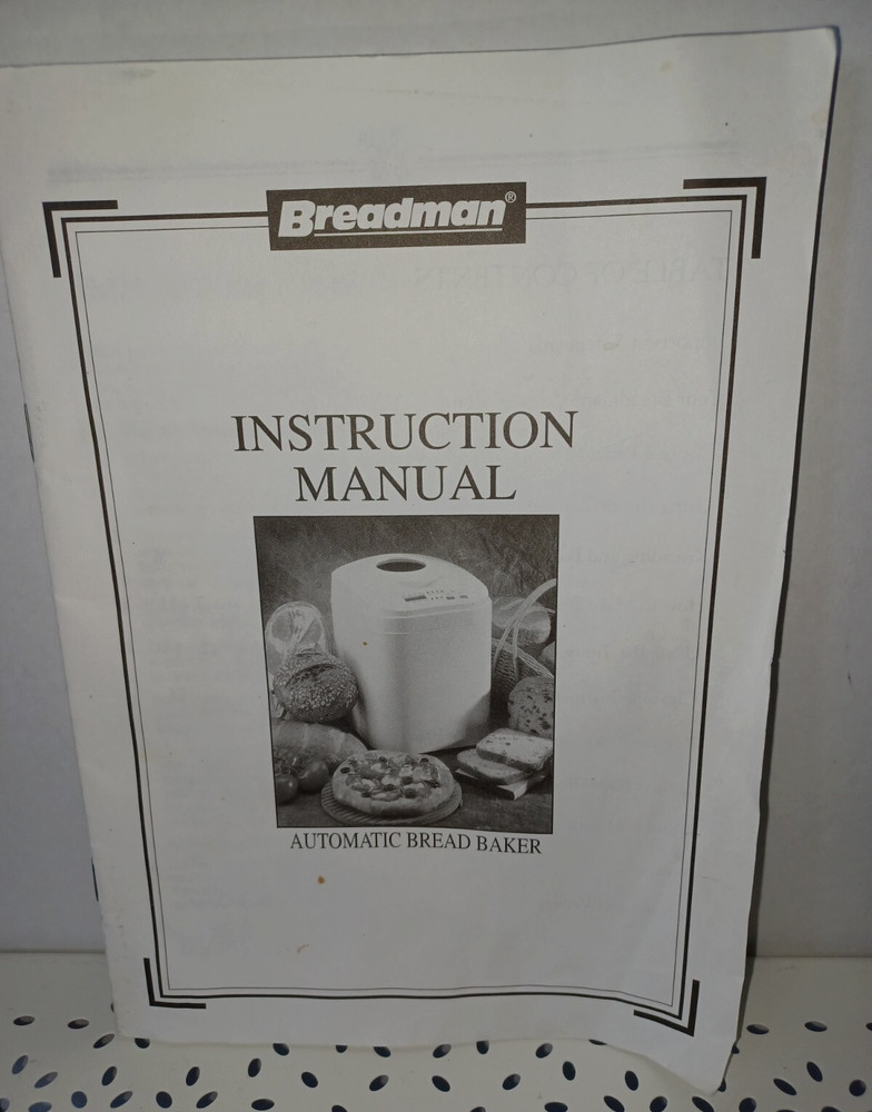 Breadman Automatic Bread Baker - Instruction Manual Only - Very Good Condition