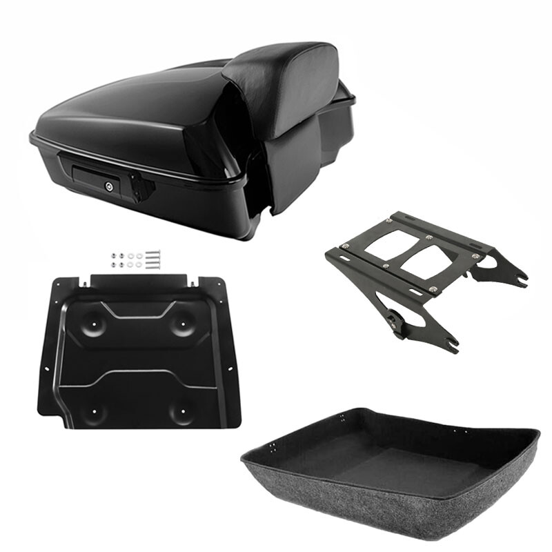 Black Chopped Pack Trunk Backrest Mount Rack Fit For Harley Road Glide 2014-2025