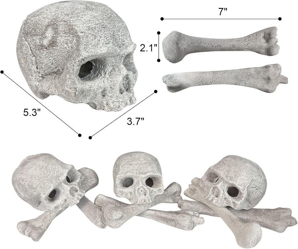 9 Pcs Ceramic Skulls for Fire Pit, Durable Reusable Fireproof Fire Pit Skull Log