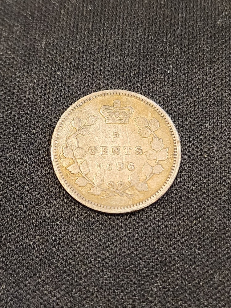 1896 Canada 5 Cents Silver Coin