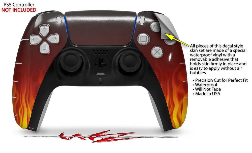 Skin Sony PS5 Controller Fire on Black